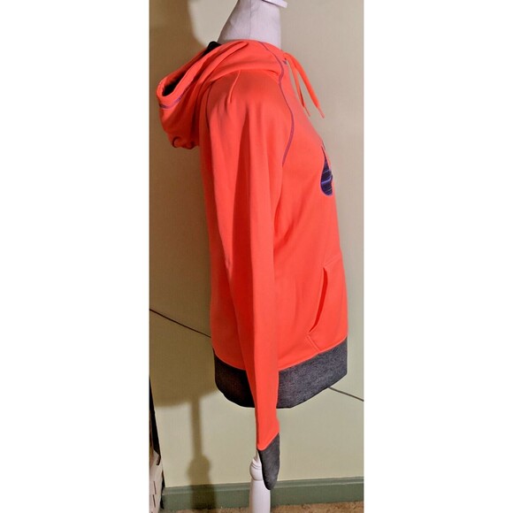 Nike Therma-Fit Womens Size M Neon Orange Swoosh Logo Hooded Pullover Sweatshirt - Picture 7 of 12